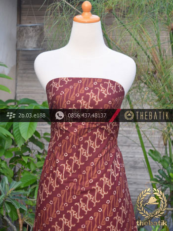 Batik Cap Tulis Jogja Motif Parang Jenggot Seling Maroon