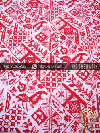 Batik Cap Motif Tambal Bouquet Merah Kelengan