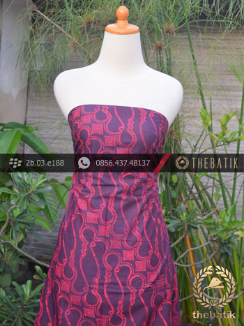 Batik Cap Jogja Motif Parang Barong Merah Seling Ungu