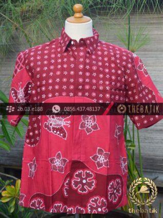 Kemeja Batik Tulis Motif Pulau Remukan Merah