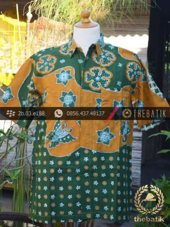 Kemeja Batik Tulis Motif Pulau Remukan Hijau