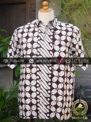 Kemeja Batik Cap Motif Kawung Lis Parang Barong