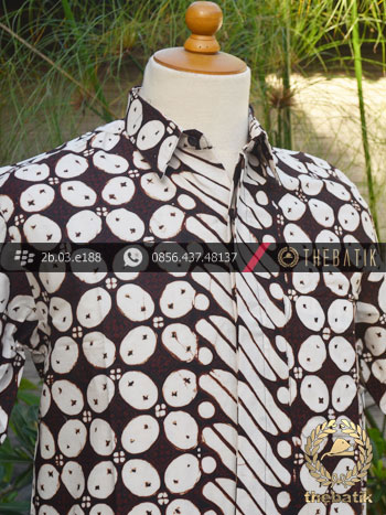 Kemeja Batik Cap Motif Kawung Lis Parang Barong