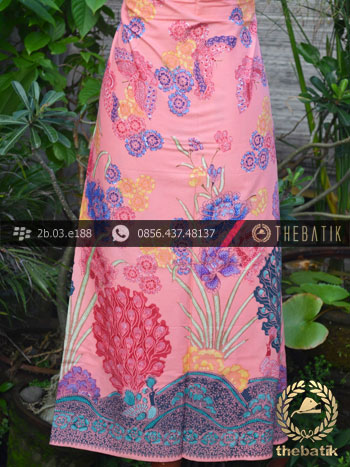 Batik Cap Motif Kupu-Kupu Merak Latar Jambon