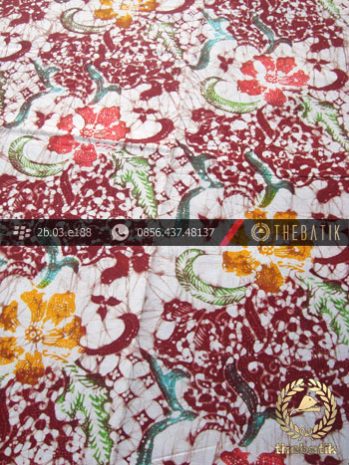 Batik Remukan Wonogiren Motif Bunga Coletan Maroon