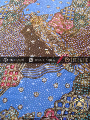 Batik Cap Tulis Pesisiran Motif Sekarjagad Biru Kontemporer