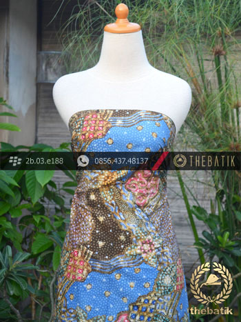 Batik Cap Tulis Pesisiran Motif Sekarjagad Biru Kontemporer