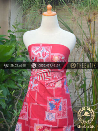 Kain Batik Tulis Motif Abstrak Merah