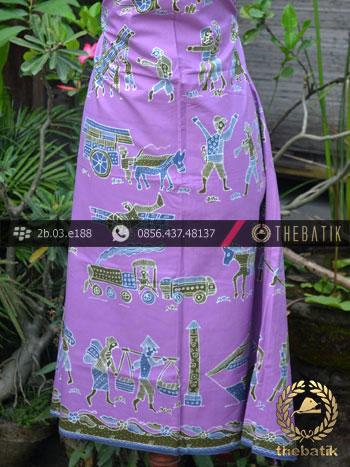 Batik Tulis Kumpeni Motif Dokar Latar Ungu