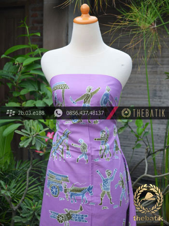 Batik Tulis Kumpeni Motif Dokar Latar Ungu