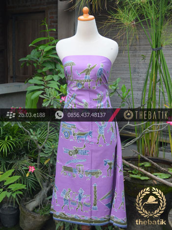 Batik Tulis Kumpeni Motif Dokar Latar Ungu
