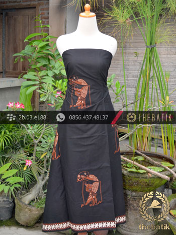 Batik Cap Tulis Jogja Motif Srikandhi Latar Hitam Klasik