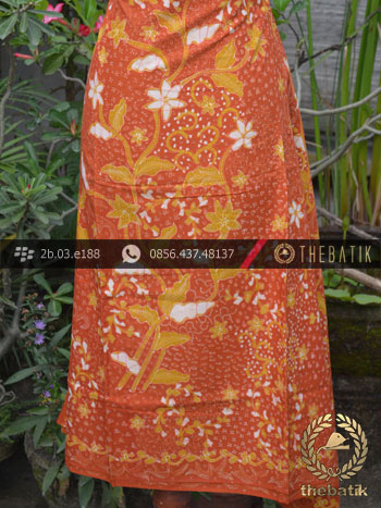 Batik Tulis Lasem Motif Buket Sulur Jingga