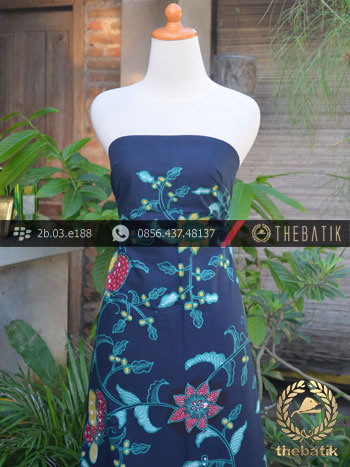 Batik Tulis Jogja Motif Kupu Colet Biru Dongker