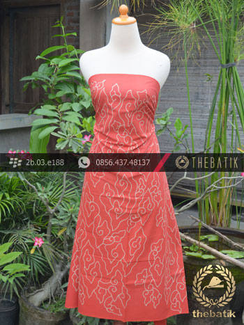 Batik Tulis Cirebon Motif Megamendung Emas Latar Salem