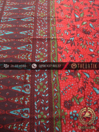 Sarung Batik Tulis Pesisiran Motif Tumpal Merah