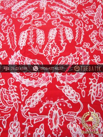 Kain Batik Tulis Jogja Motif Semen Latar Merah