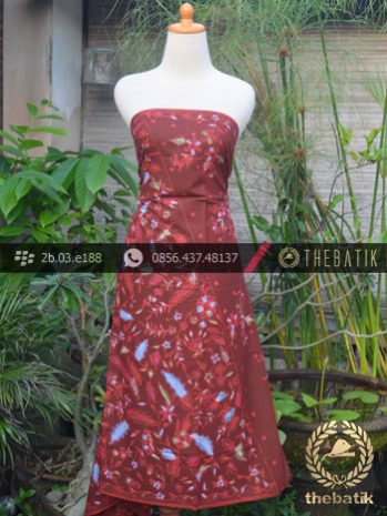 Kain Batik Tulis Motif Pagi Sore Merah Buketan