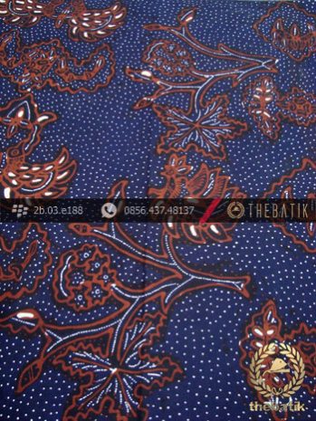 Kain Batik Tulis Motif Wahyu Tumurun Latar Biru Dongker