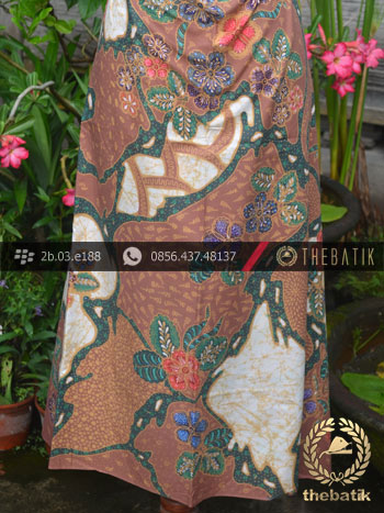 Batik Cap Tulis Pesisir Motif Pulau Kombinasi Coklat