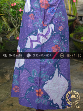 Batik Cap Tulis Pesisir Motif Pulau Kombinasi Ungu