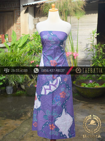 Batik Cap Tulis Pesisir Motif Pulau Kombinasi Ungu