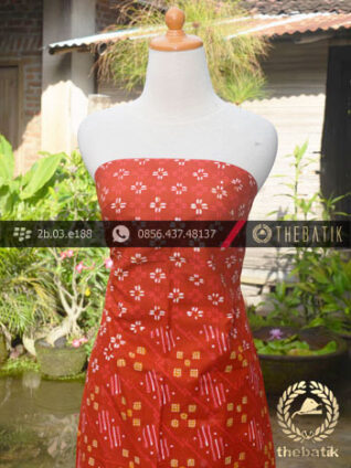Batik Cap Tulis Motif Pulau Kombinasi Merah Jingga