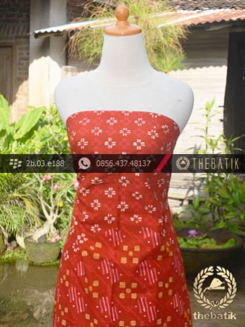 Batik Cap Tulis Motif Pulau Kombinasi Merah Jingga