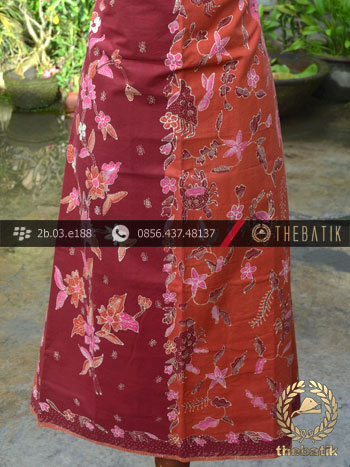 Sarung Batik Tulis Motif Pesisir Merah Jambon