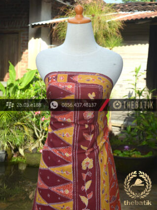 Sarung Batik Tulis Motif Tumpal Merah Kuning