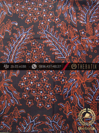 Kain Batik Tulis Jogja Motif Pakis Taji Latar Hitam