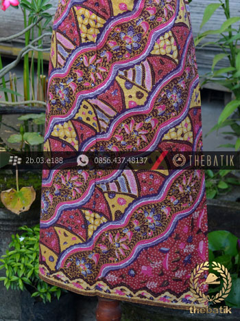 Batik Tulis Motif Lereng Kontemporer Pink Kuning