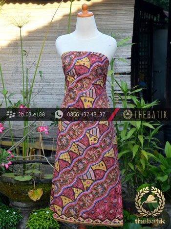 Batik Tulis Motif Lereng Kontemporer Pink Kuning