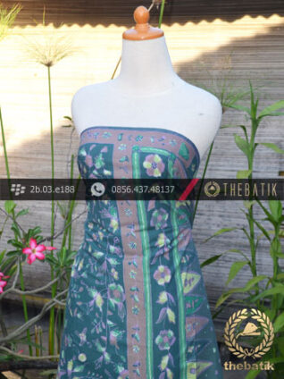 Sarung Batik Tulis Motif Tumpal Buketan Tosca