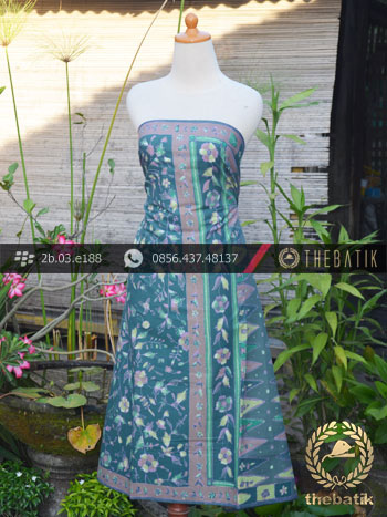 Sarung Batik Tulis Motif Tumpal Buketan Tosca
