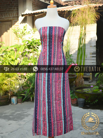 Kain Batik Kontemporer Motif Garis Biru Pink