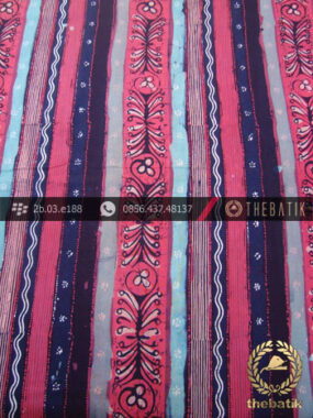 Kain Batik Kontemporer Motif Garis Biru Pink