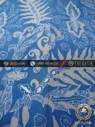Kain Batik Tulis Warna Alam Indigo Motif Pakis Taji
