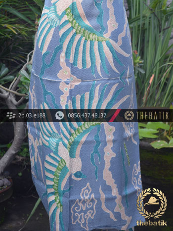 Bahan Kemeja Batik Sutera Tulis Motif Peksi Biru