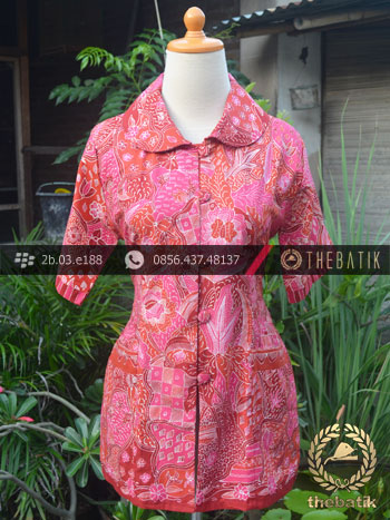 Model Baju Batik Kerja Wanita – Merah Tulis