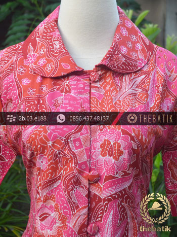 Model Baju Batik Kerja Wanita – Merah Tulis