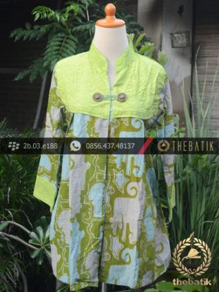 Model Baju Batik Kerja Wanita – Hijau Kombinasi