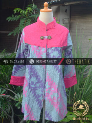 Model Baju Batik Kerja Wanita – Pink Kombinasi