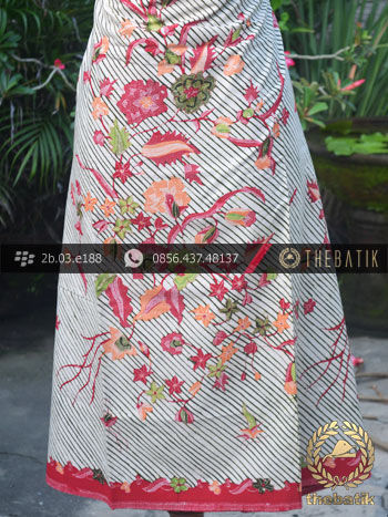 Batik Tulis Motif Buketan Garis Diagonal Putih