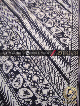 Kain Batik Cap Motif Parang Seling Kawung Hitam