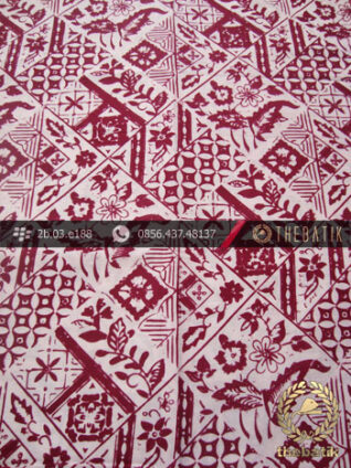 Kain Batik Cap Motif Tambal Buketan Marun