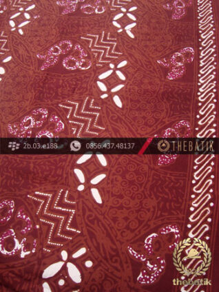 Kain Batik Cap Tulis Motif Ceplok Kombinasi Marun