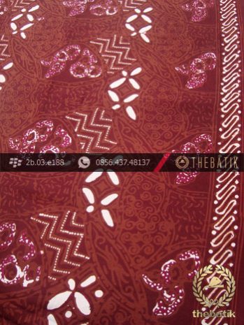 Kain Batik Cap Tulis Motif Ceplok Kombinasi Marun