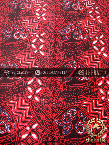Kain Batik Cap Tulis Motif Ceplok Kombinasi Merah
