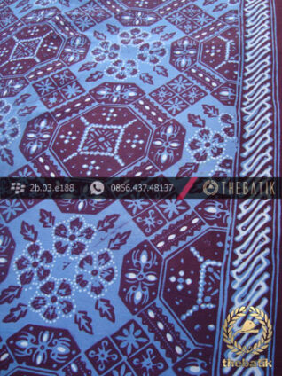 Kain Batik Cap Tulis Motif Ubin Buketan Biru